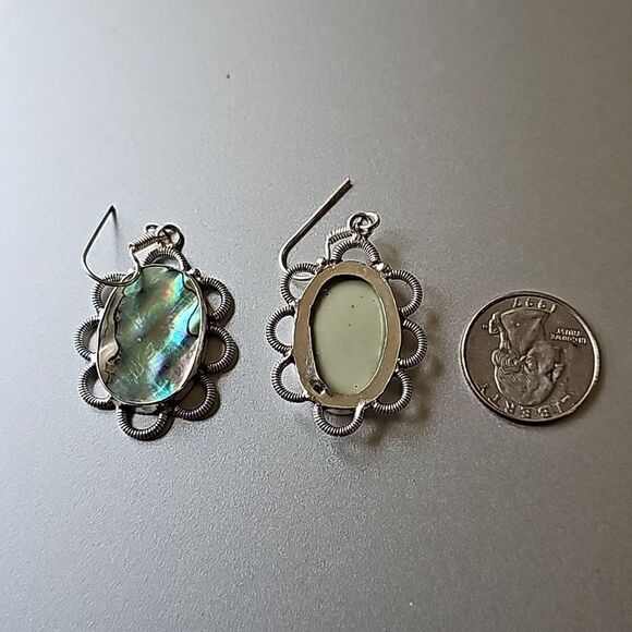 Abalone Earrings and Necklace 18" - Picture 4 of 9